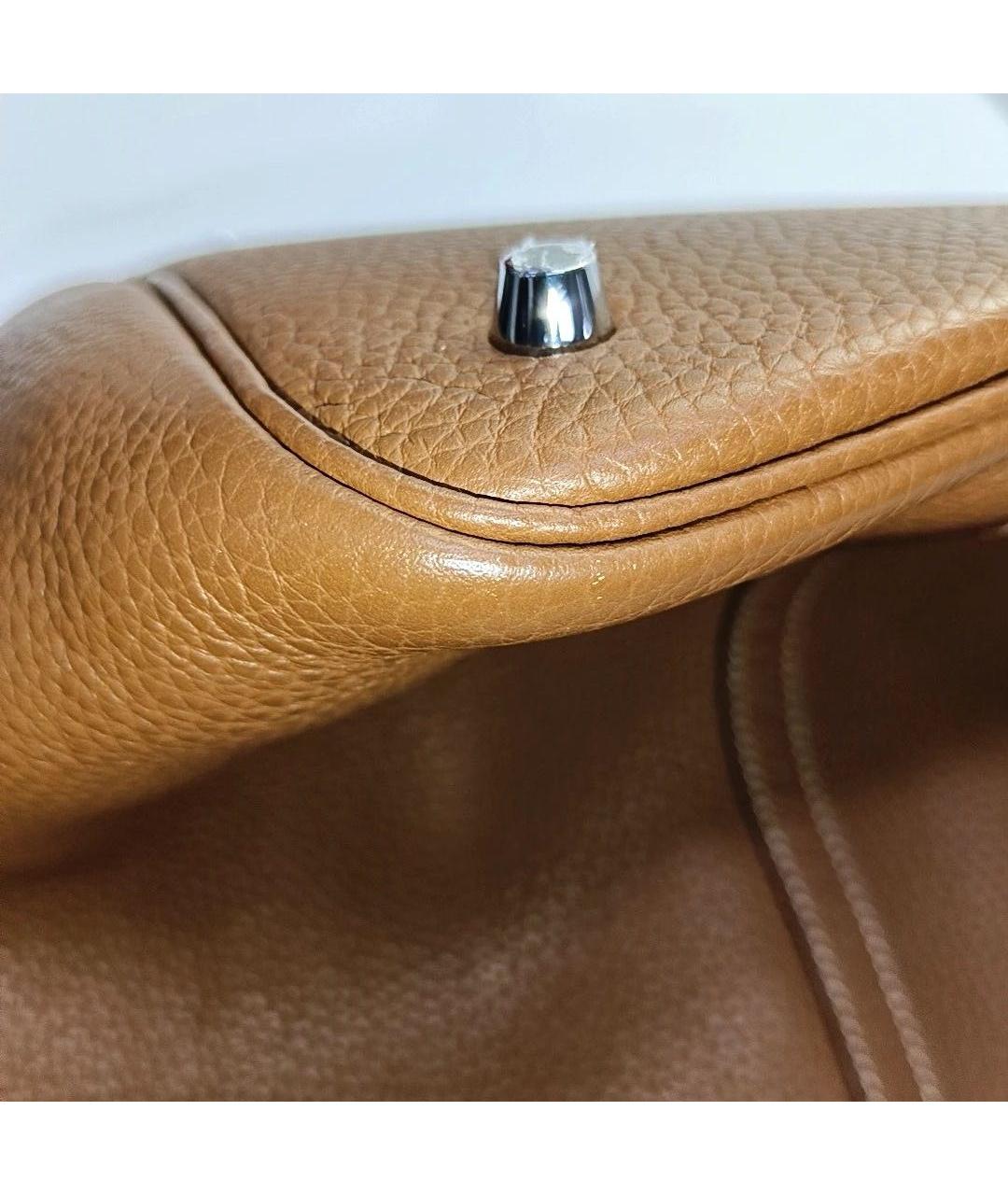 HERMES Коричневая кожаная сумка с короткими ручками, фото 7