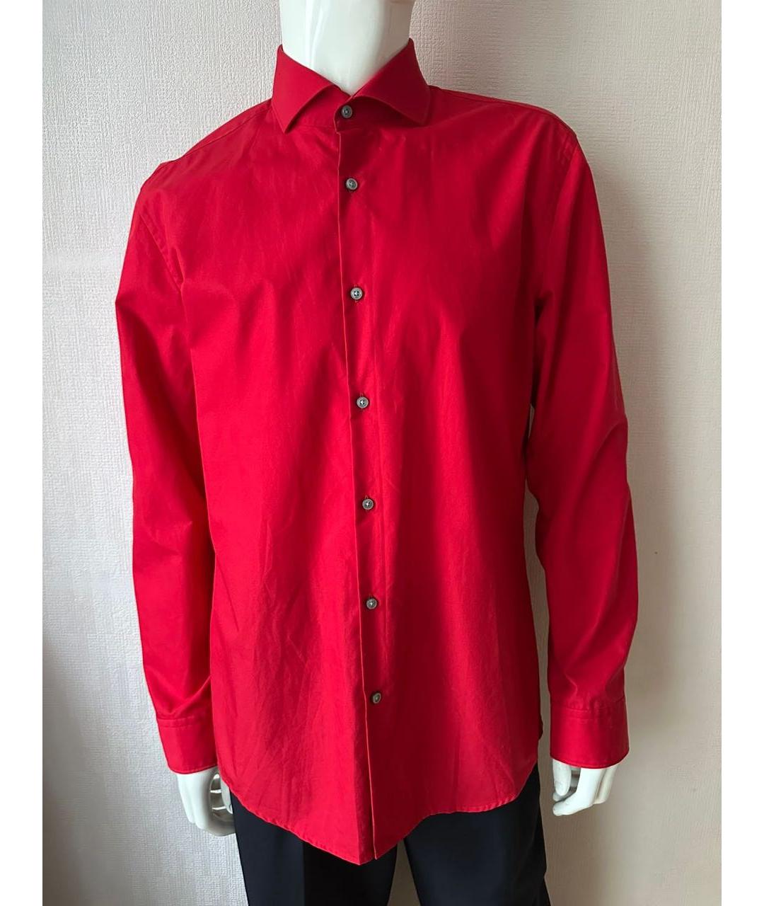 HUGO BOSS Красная хлопковая кэжуал рубашка, фото 7