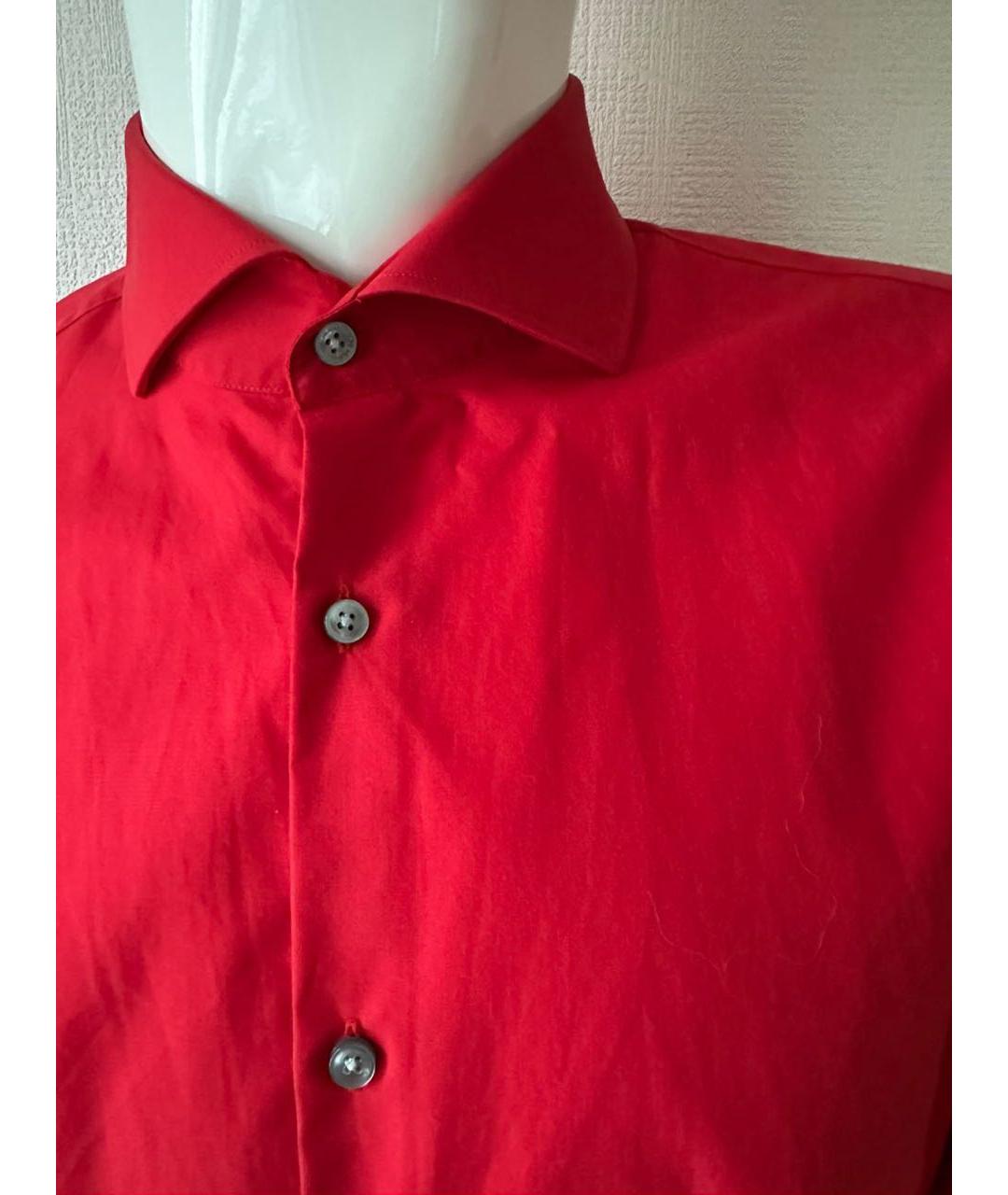 HUGO BOSS Красная хлопковая кэжуал рубашка, фото 5