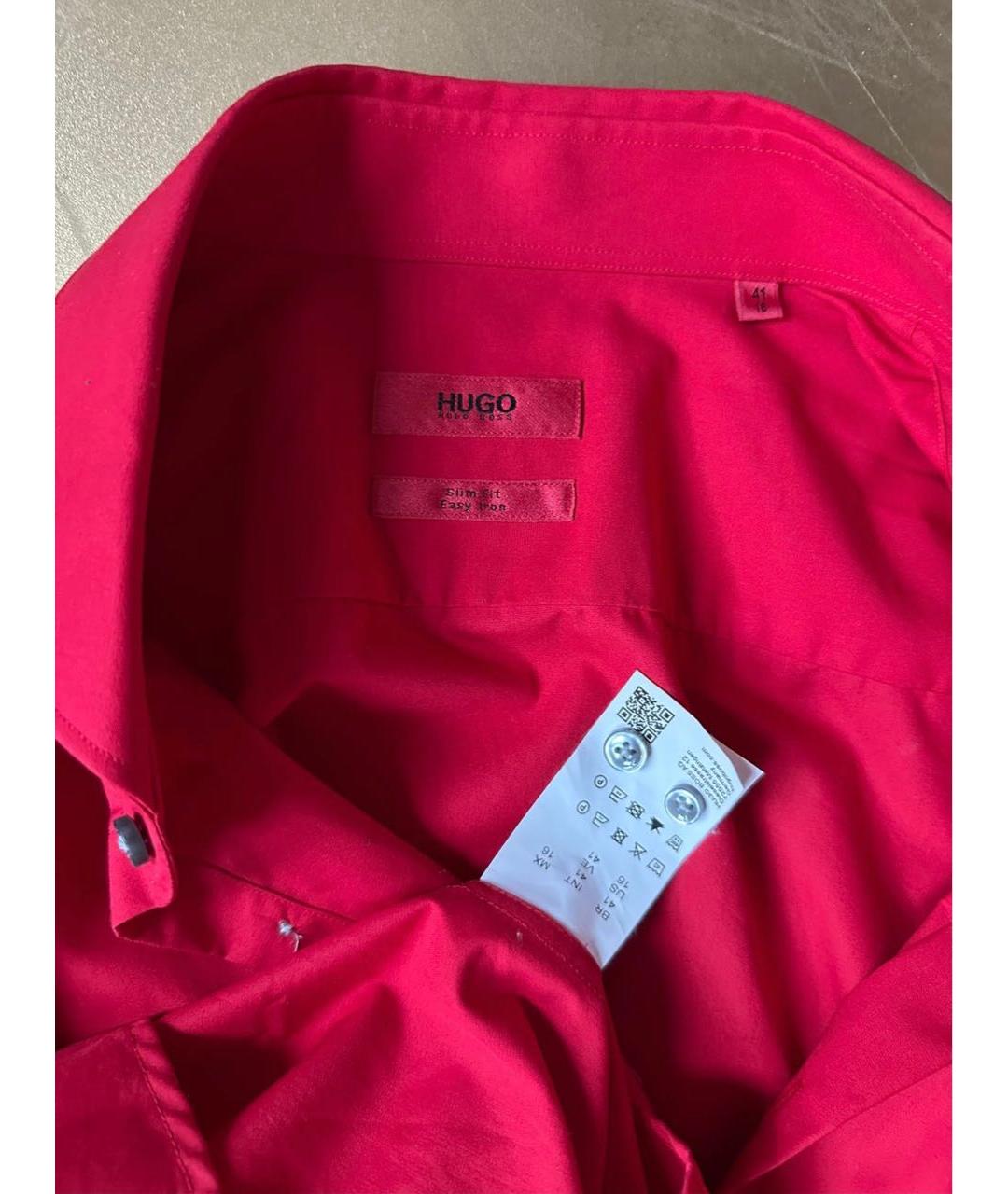 HUGO BOSS Красная хлопковая кэжуал рубашка, фото 4