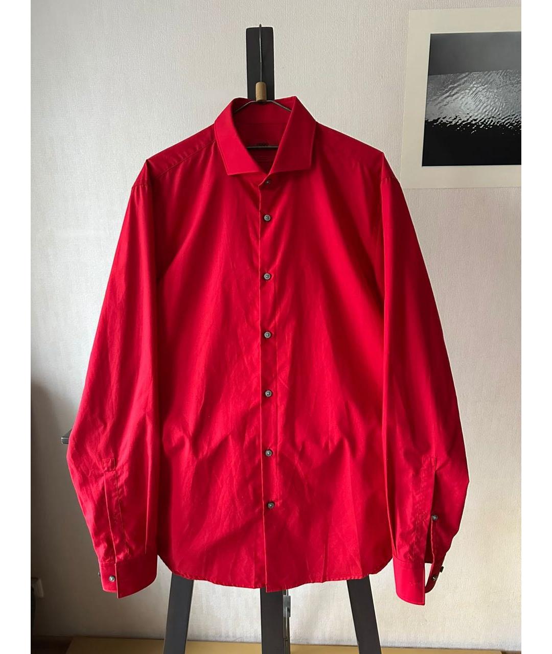 HUGO BOSS Красная хлопковая кэжуал рубашка, фото 9