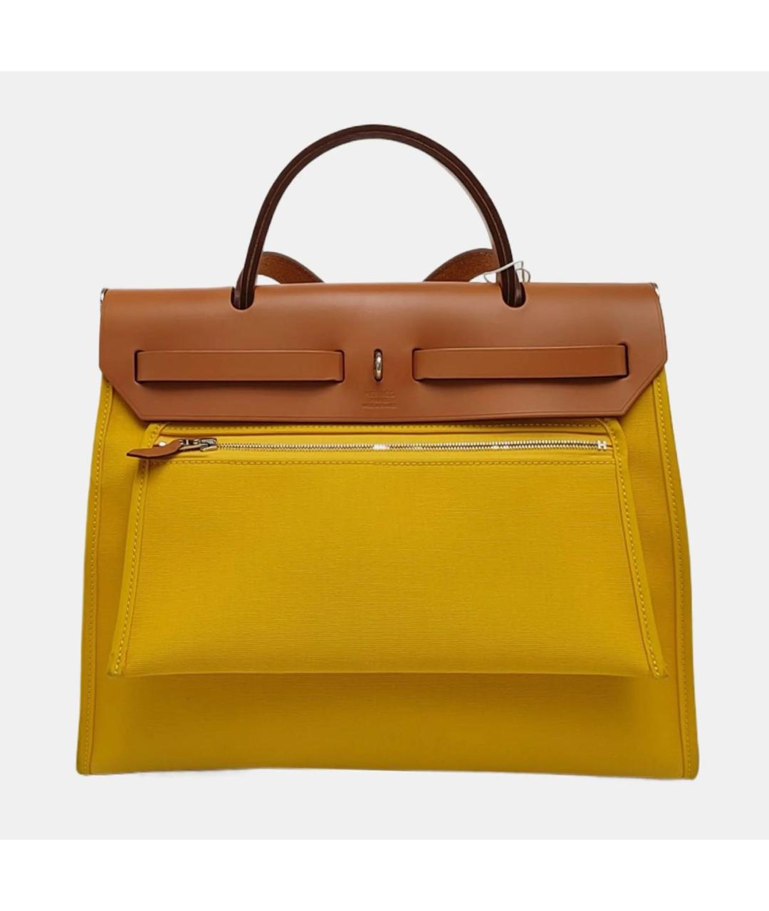 HERMES Желтая кожаная сумка через плечо, фото 4