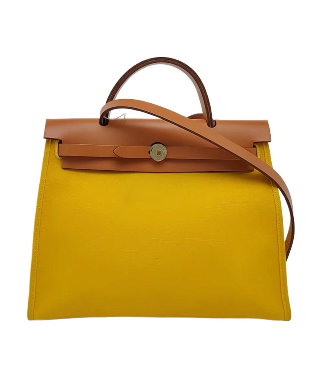 HERMES Желтая кожаная сумка через плечо, фото 1