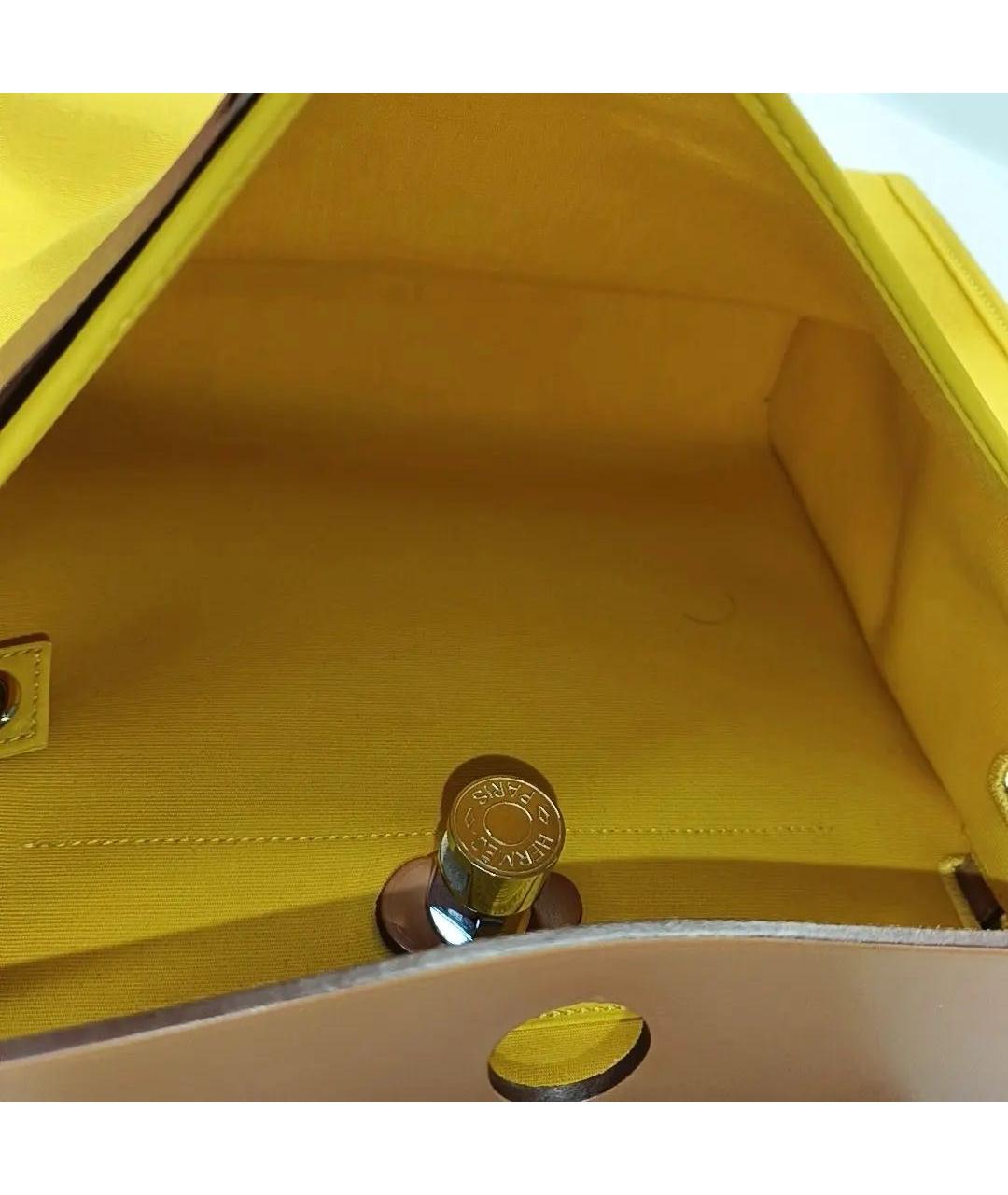 HERMES Желтая кожаная сумка через плечо, фото 6