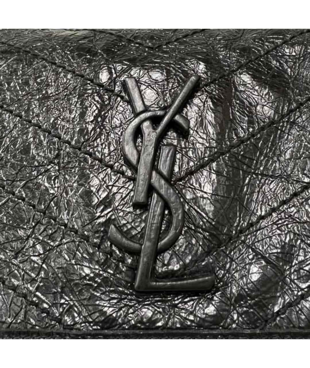 SAINT LAURENT Черная кожаная сумка через плечо, фото 4