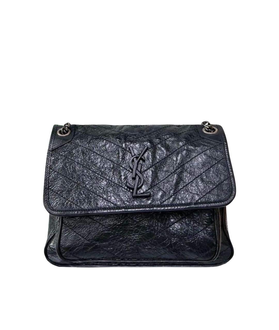 SAINT LAURENT Черная кожаная сумка через плечо, фото 1
