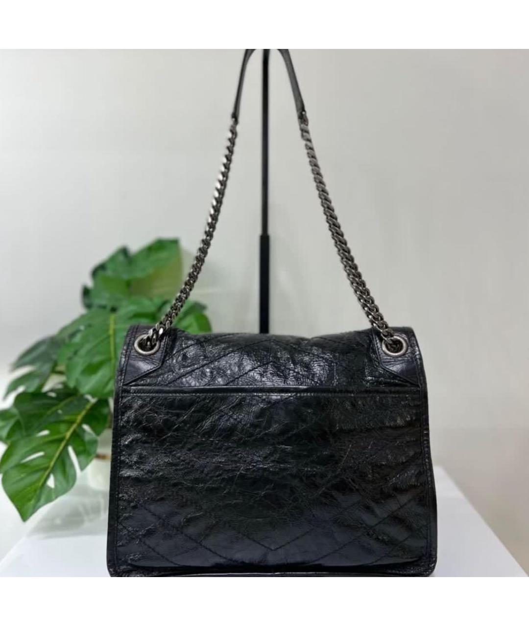 SAINT LAURENT Черная кожаная сумка через плечо, фото 2