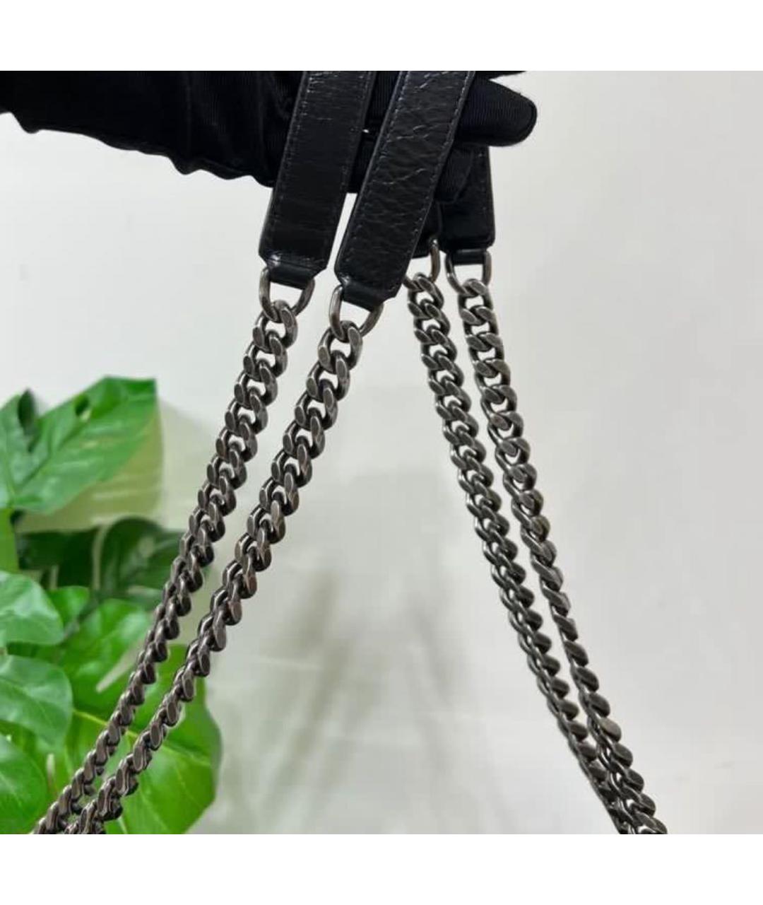 SAINT LAURENT Черная кожаная сумка через плечо, фото 3