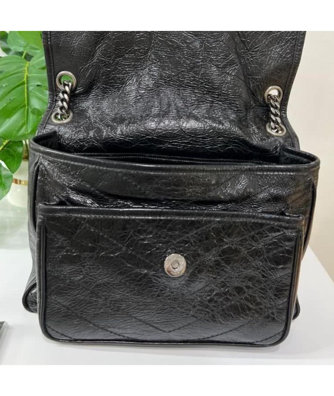 SAINT LAURENT Черная кожаная сумка через плечо, фото 5