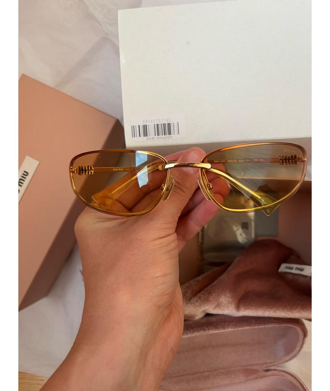 MIU MIU Желтые металлические солнцезащитные очки, фото 2