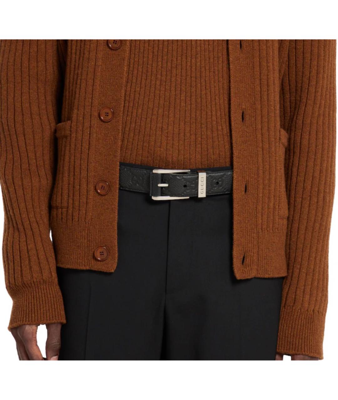 GUCCI Черный кожаный ремень, фото 3
