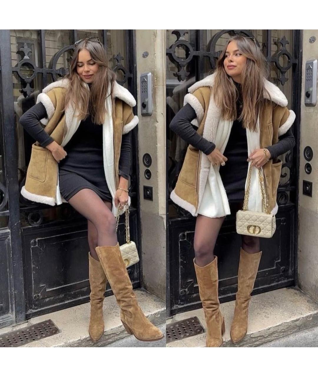 SANDRO Бежевая меховая дубленка, фото 8