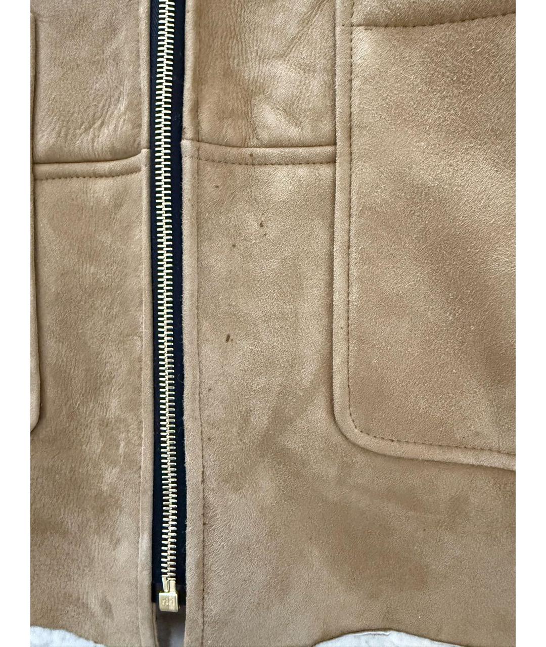 SANDRO Бежевая меховая дубленка, фото 3