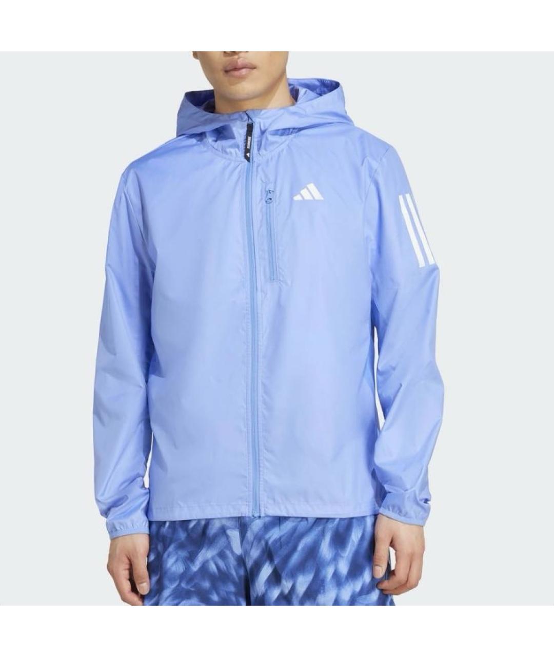 ADIDAS Голубая полиэстеровая куртка, фото 2