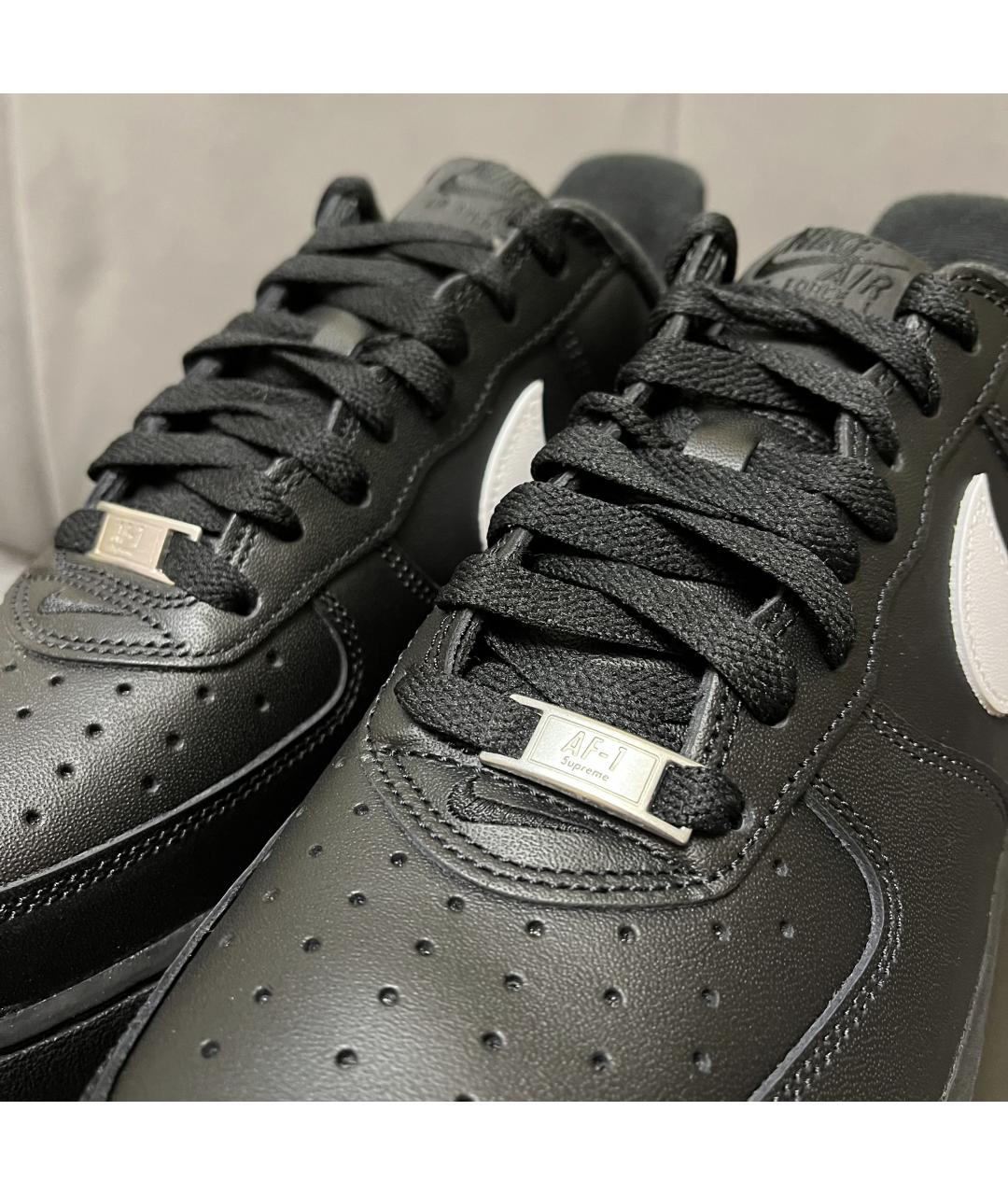 SUPREME Черные кожаные низкие кроссовки / кеды, фото 5