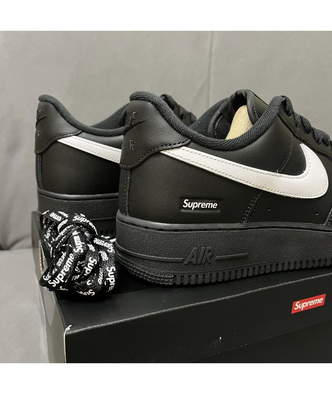 SUPREME Черные кожаные низкие кроссовки / кеды, фото 6