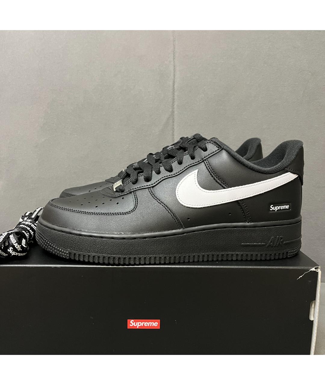 SUPREME Черные кожаные низкие кроссовки / кеды, фото 2