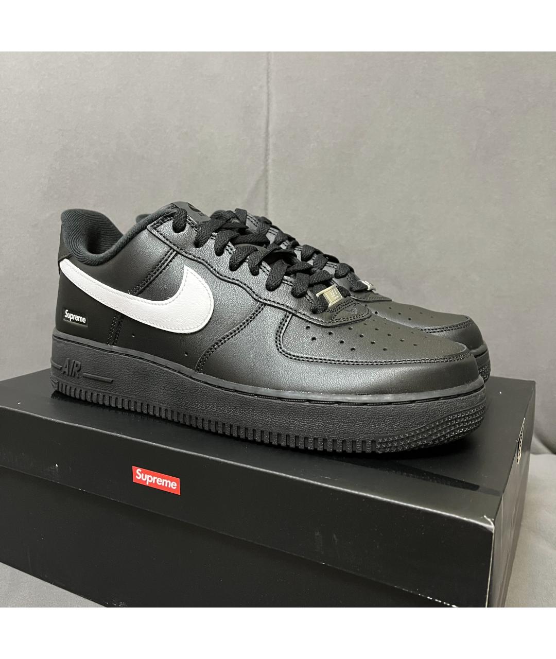 SUPREME Черные кожаные низкие кроссовки / кеды, фото 3