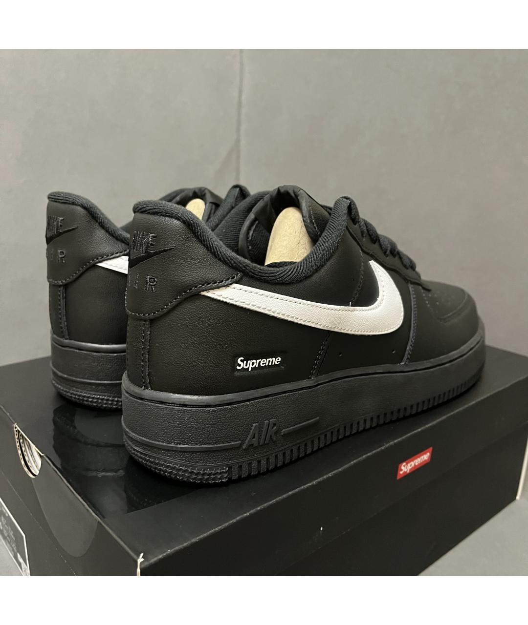 SUPREME Черные кожаные низкие кроссовки / кеды, фото 7