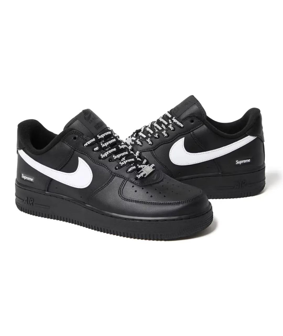 SUPREME Черные кожаные низкие кроссовки / кеды, фото 9