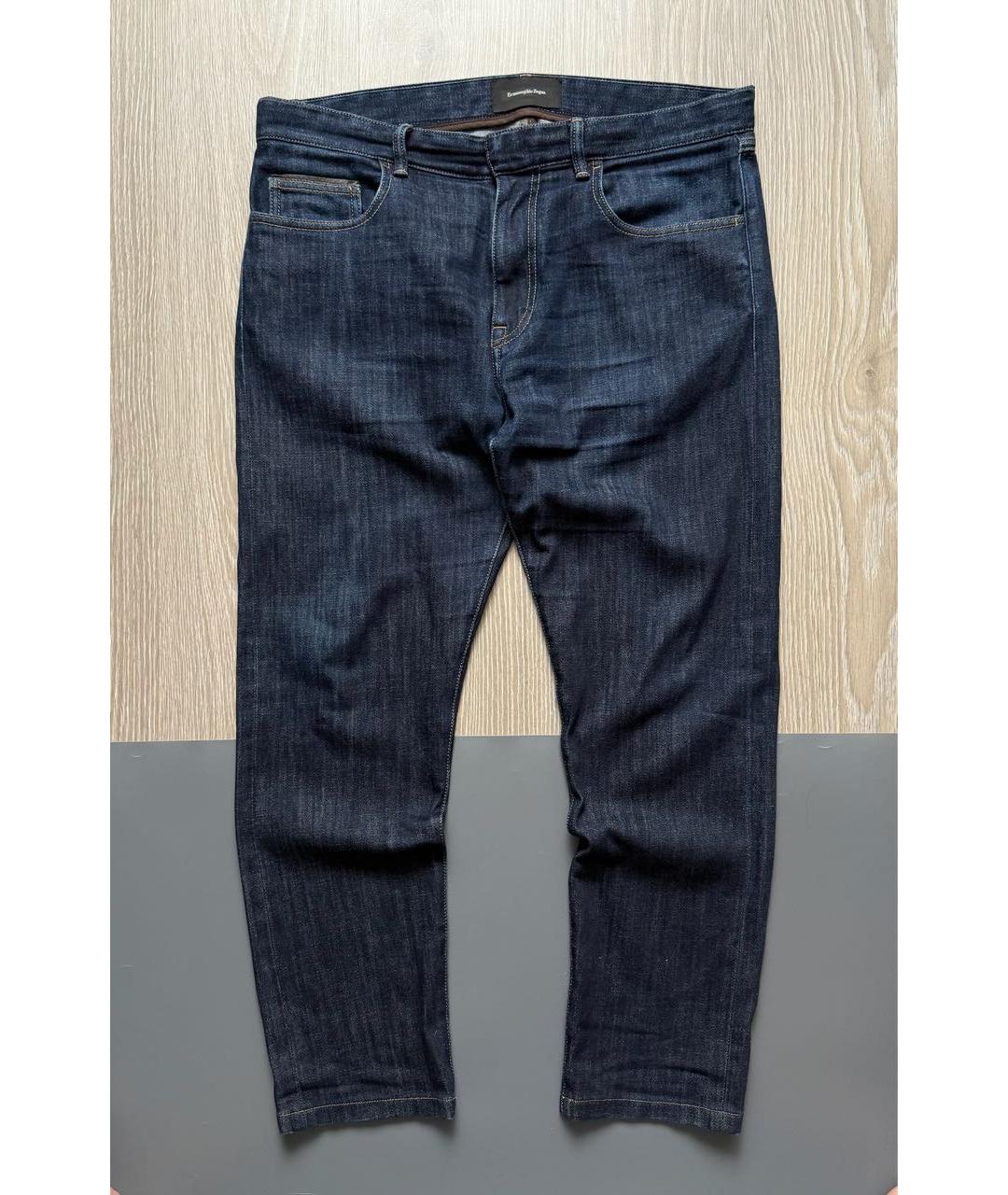 ERMENEGILDO ZEGNA XXX Темно-синие хлопко-эластановые прямые джинсы, фото 9