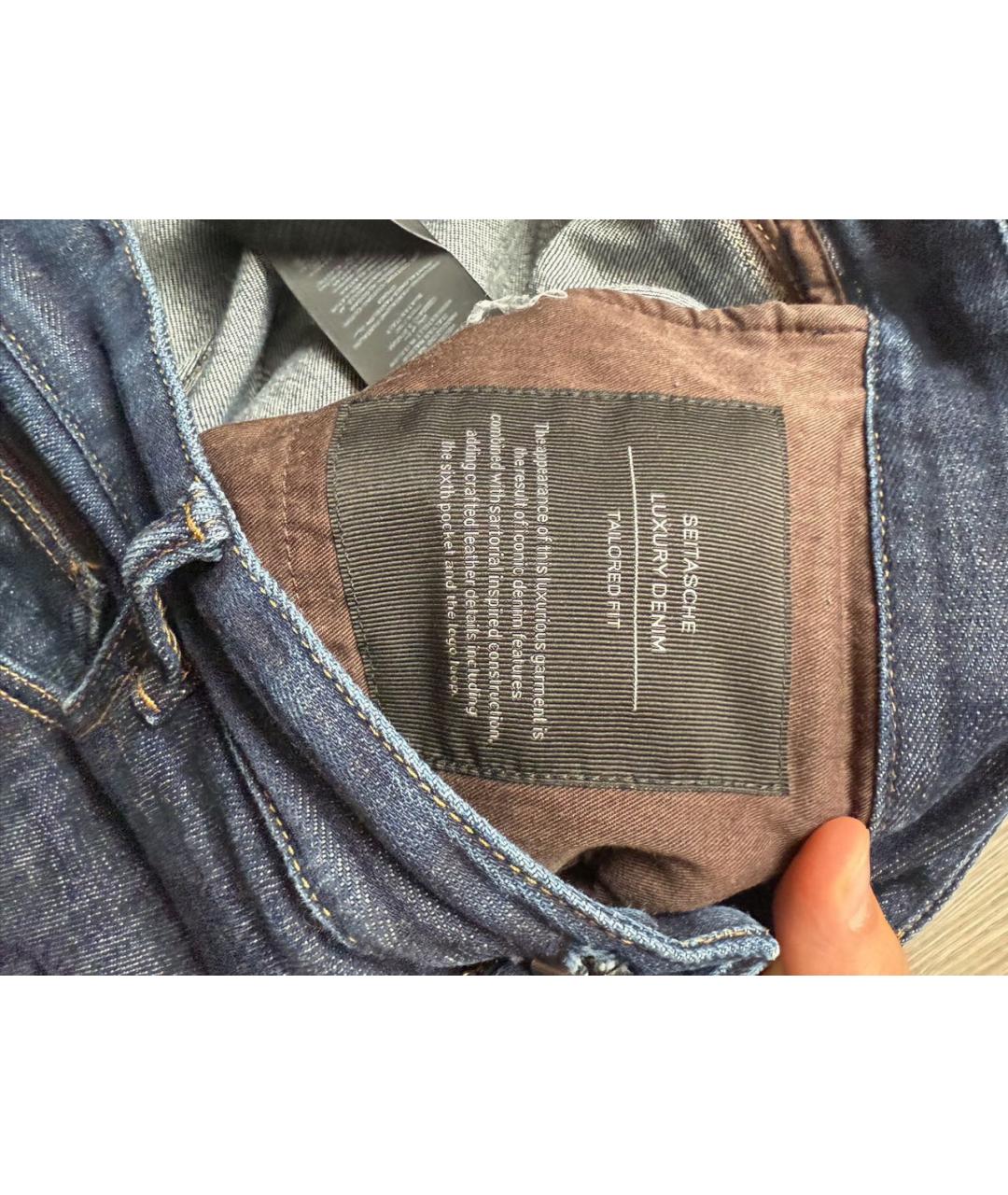 ERMENEGILDO ZEGNA XXX Темно-синие хлопко-эластановые прямые джинсы, фото 7