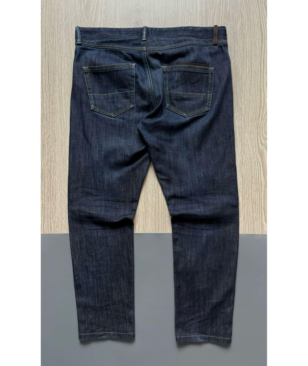 ERMENEGILDO ZEGNA XXX Темно-синие хлопко-эластановые прямые джинсы, фото 2