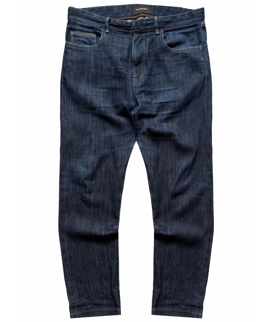 ERMENEGILDO ZEGNA XXX Темно-синие хлопко-эластановые прямые джинсы, фото 1