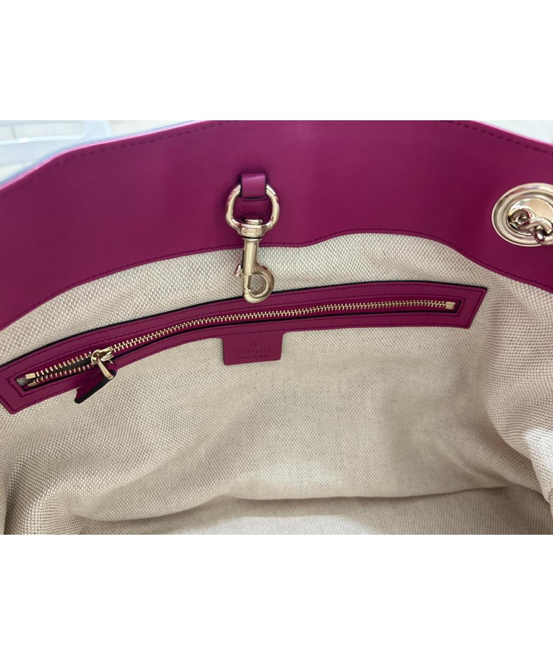 GUCCI Фуксия сумка тоут из лакированной кожи, фото 3