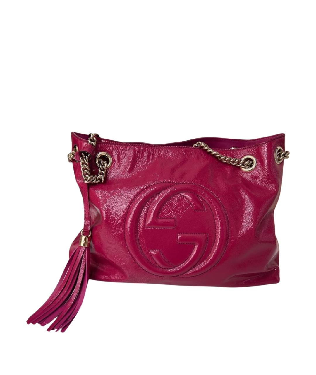 GUCCI Фуксия сумка тоут из лакированной кожи, фото 1