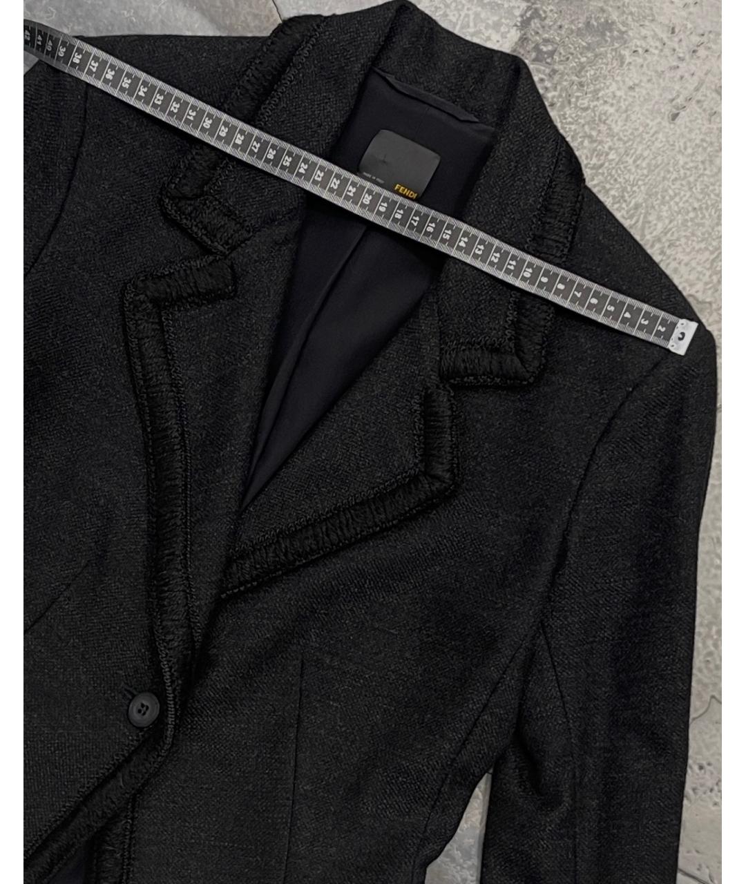 FENDI Антрацитовый шерстяной жакет/пиджак, фото 7