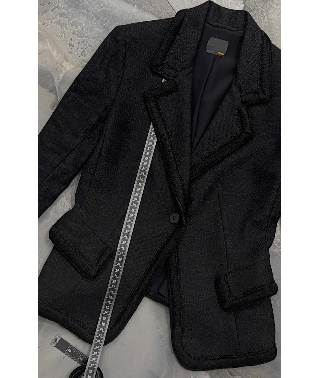 FENDI Антрацитовый шерстяной жакет/пиджак, фото 8