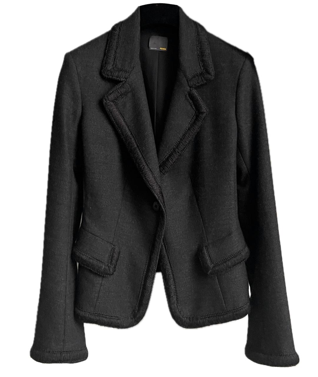 FENDI Антрацитовый шерстяной жакет/пиджак, фото 1