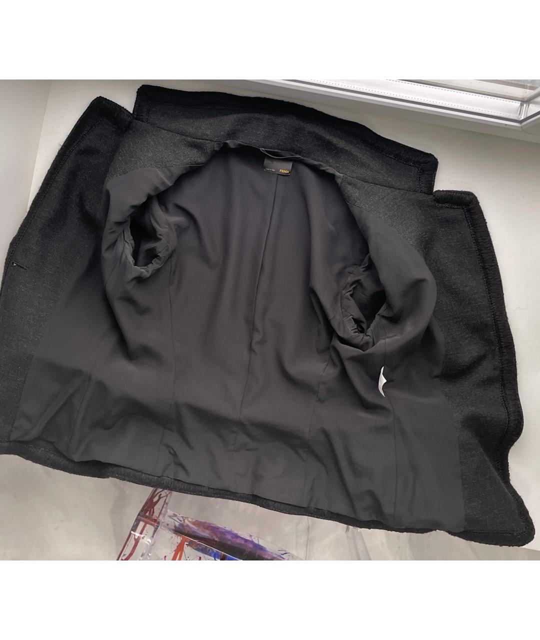 FENDI Антрацитовый шерстяной жакет/пиджак, фото 5