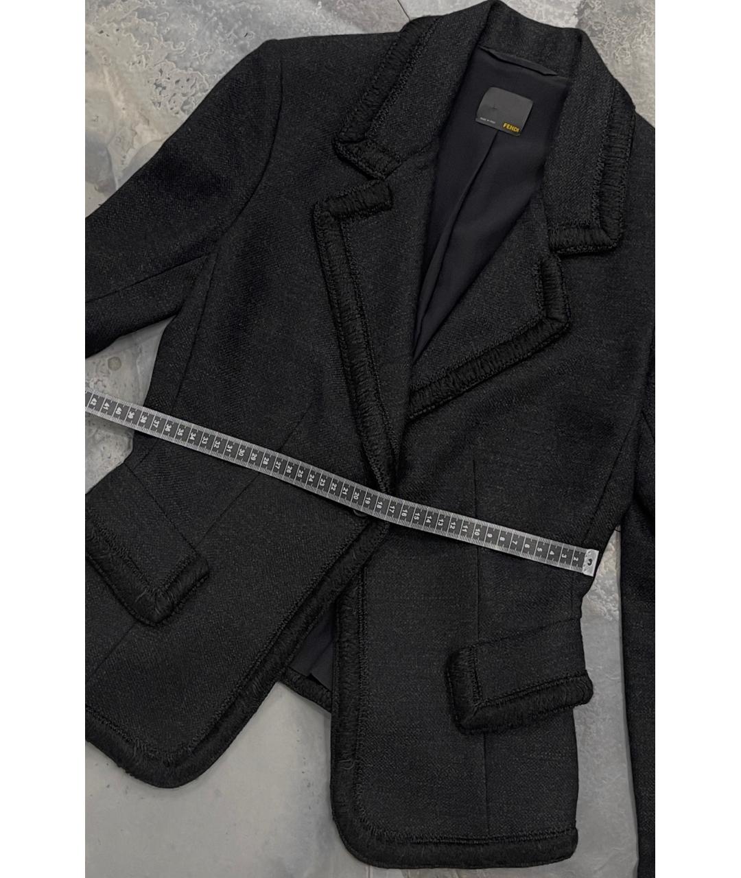 FENDI Антрацитовый шерстяной жакет/пиджак, фото 9
