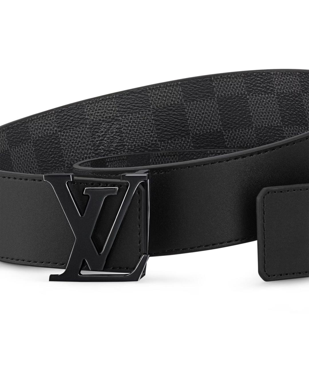 LOUIS VUITTON Черный кожаный ремень, фото 2