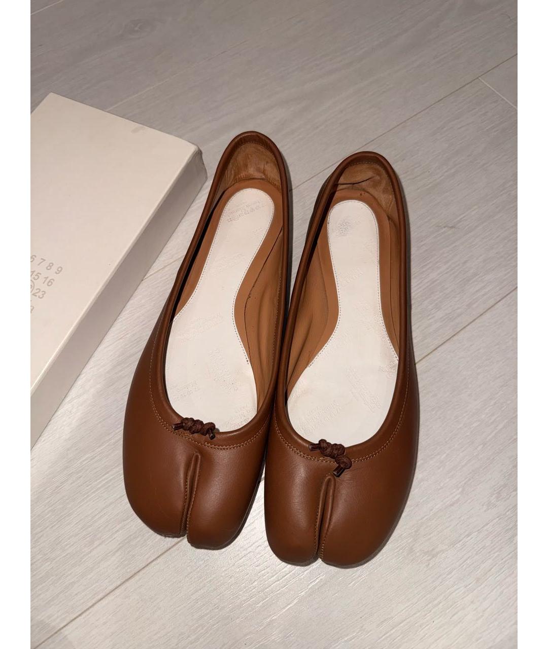 MAISON MARGIELA Коричневые кожаные балетки, фото 8