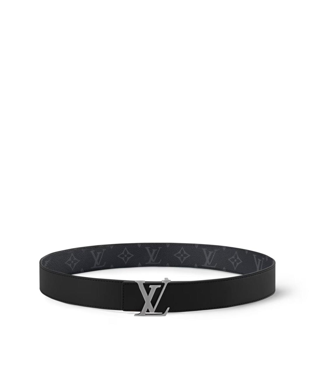 LOUIS VUITTON Антрацитовый кожаный ремень, фото 3