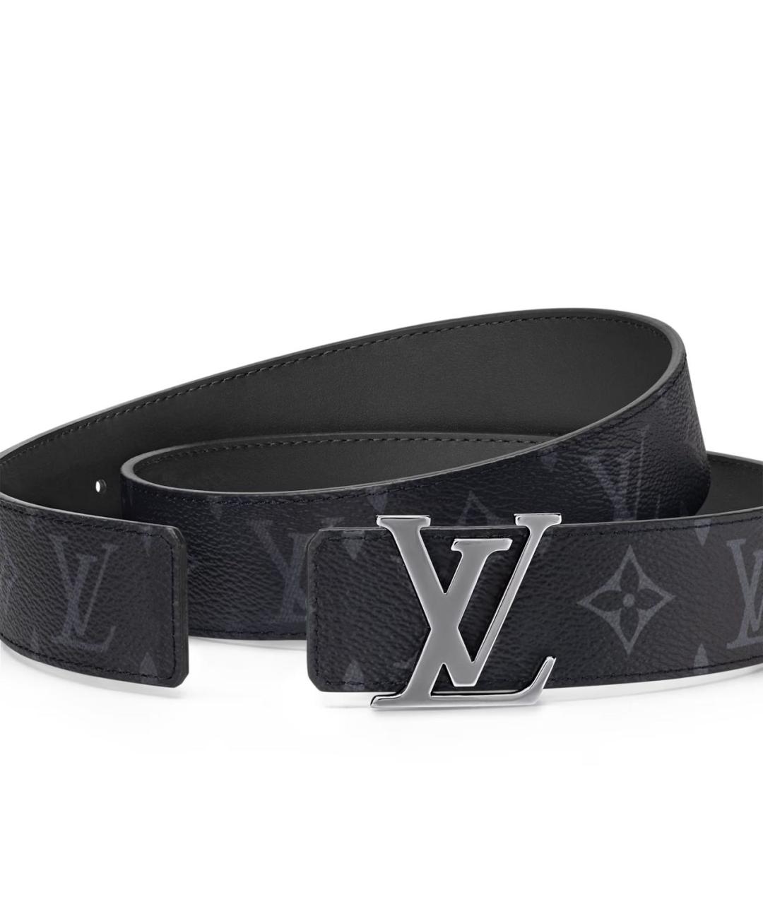 LOUIS VUITTON Антрацитовый кожаный ремень, фото 2