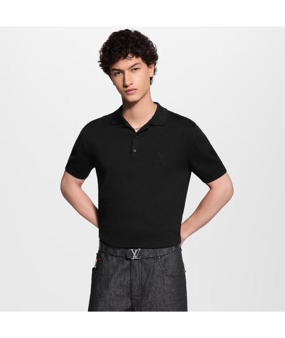 LOUIS VUITTON Антрацитовый кожаный ремень, фото 4