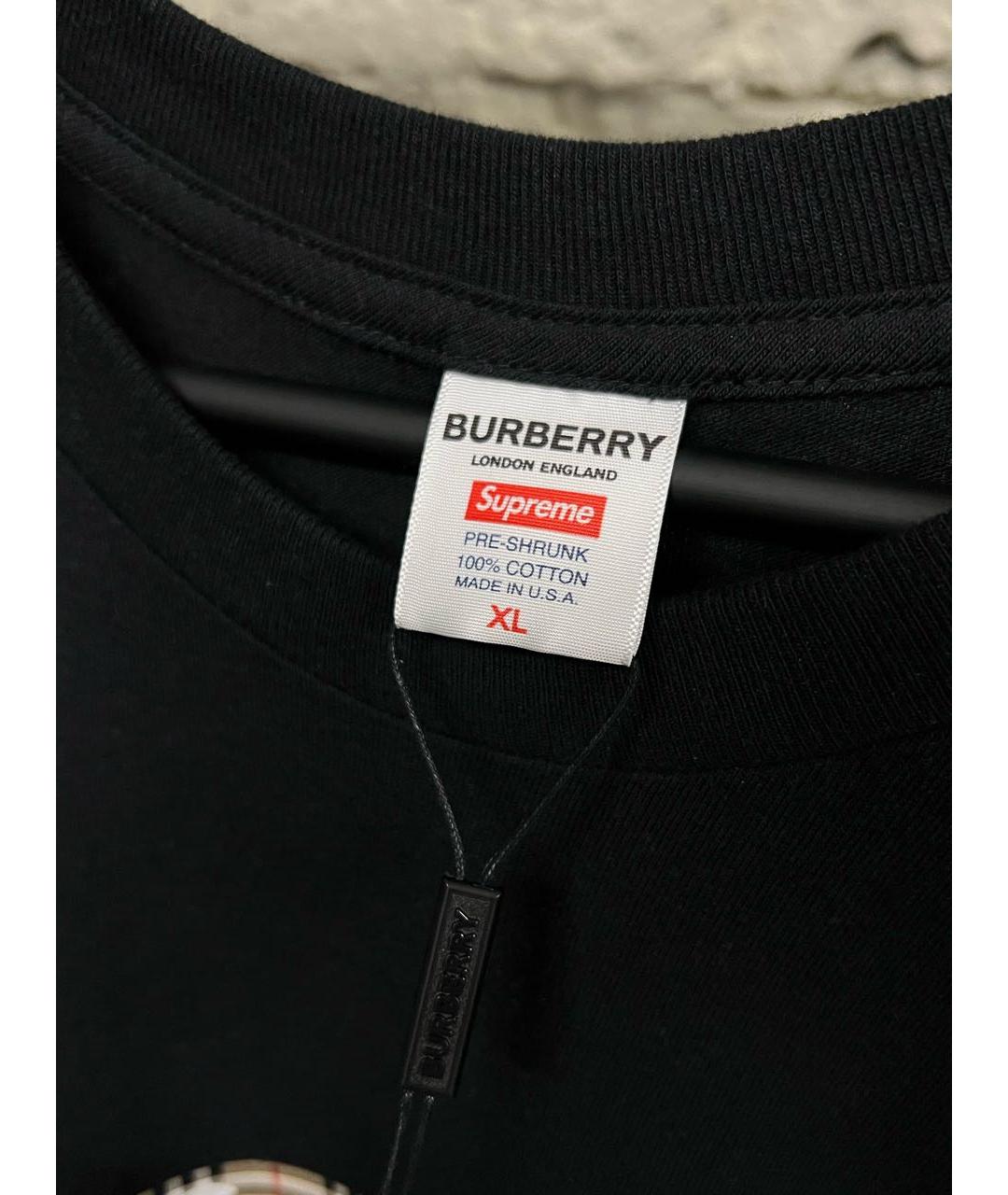 BURBERRY Черная хлопковая футболка, фото 6