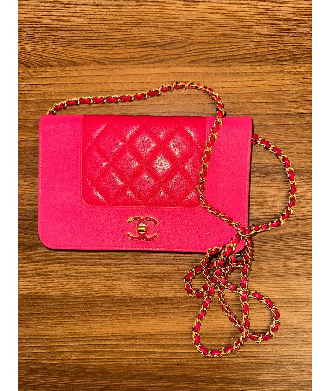 CHANEL Коралловая кожаная сумка через плечо, фото 9