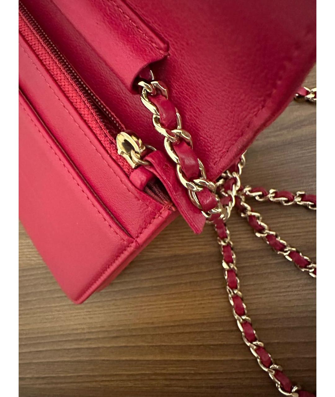 CHANEL Коралловая кожаная сумка через плечо, фото 8