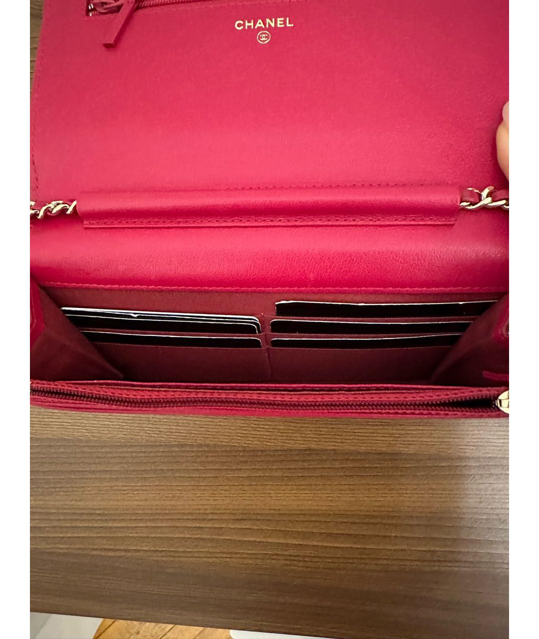 CHANEL Коралловая кожаная сумка через плечо, фото 4