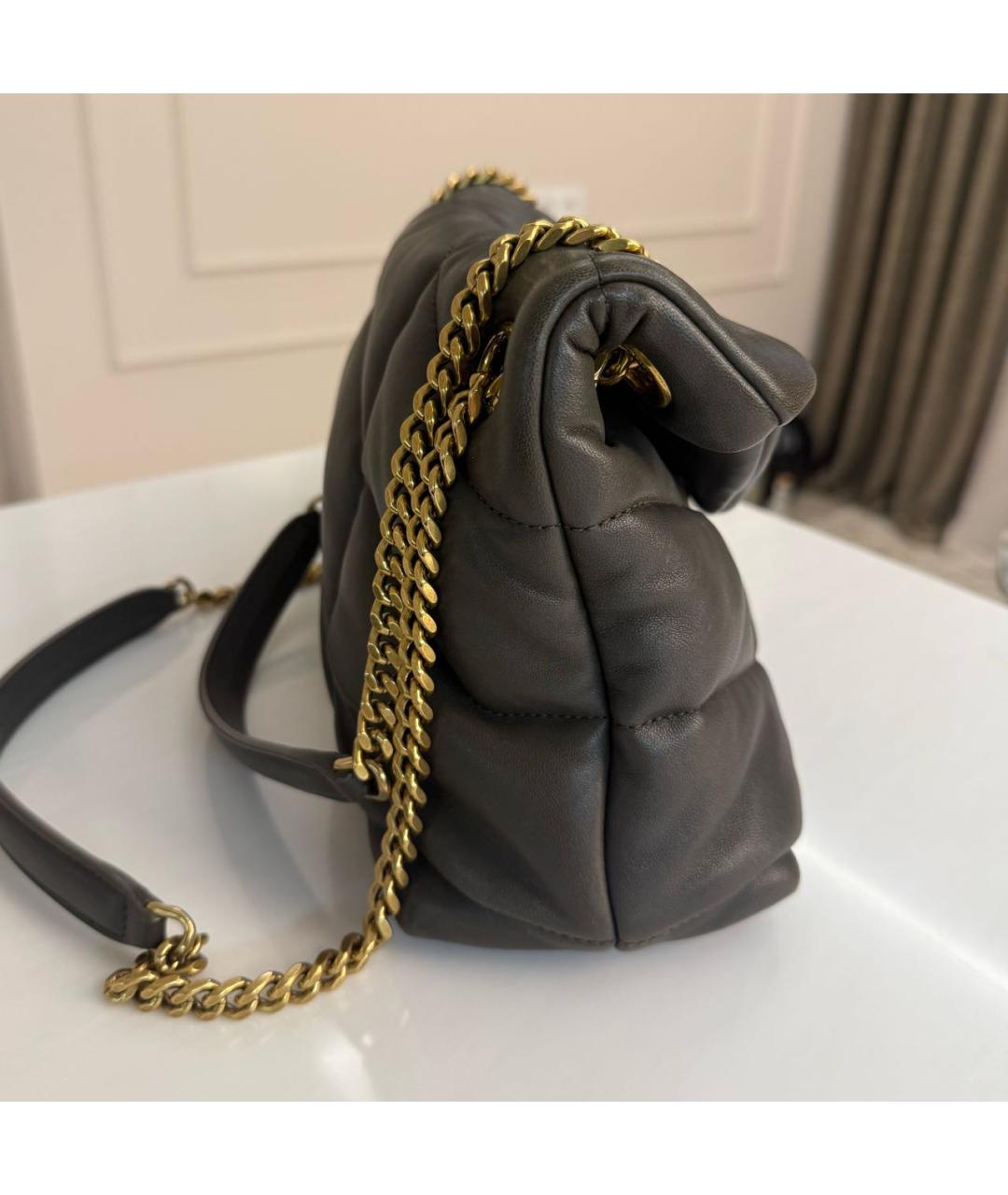 SAINT LAURENT Хаки кожаная сумка через плечо, фото 2