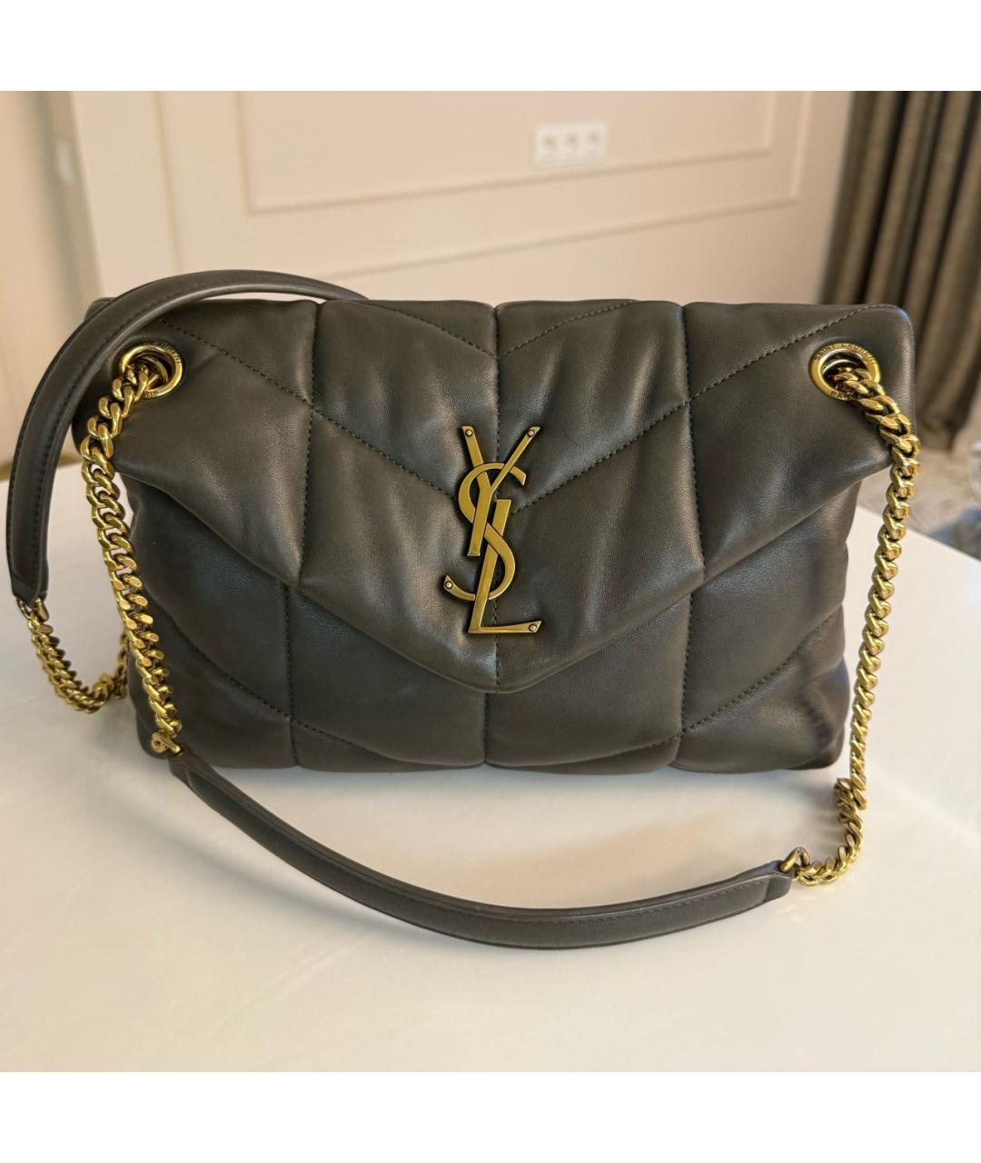 SAINT LAURENT Хаки кожаная сумка через плечо, фото 8
