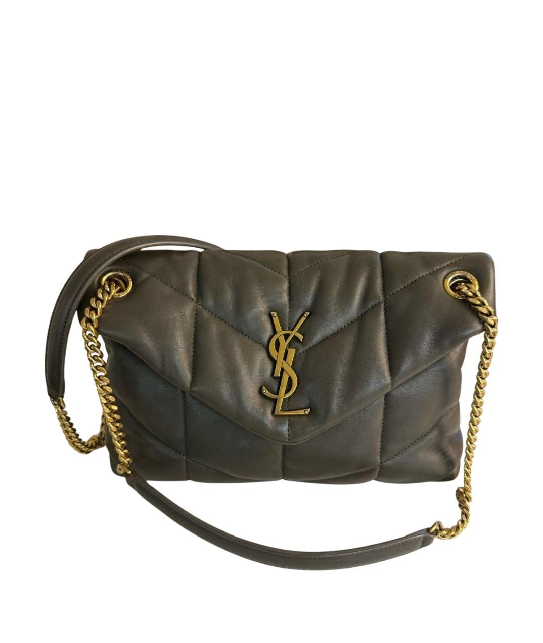 SAINT LAURENT Хаки кожаная сумка через плечо, фото 1