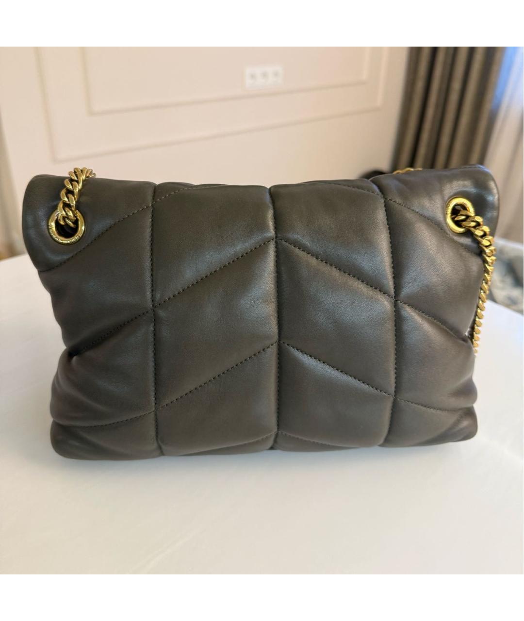 SAINT LAURENT Хаки кожаная сумка через плечо, фото 3