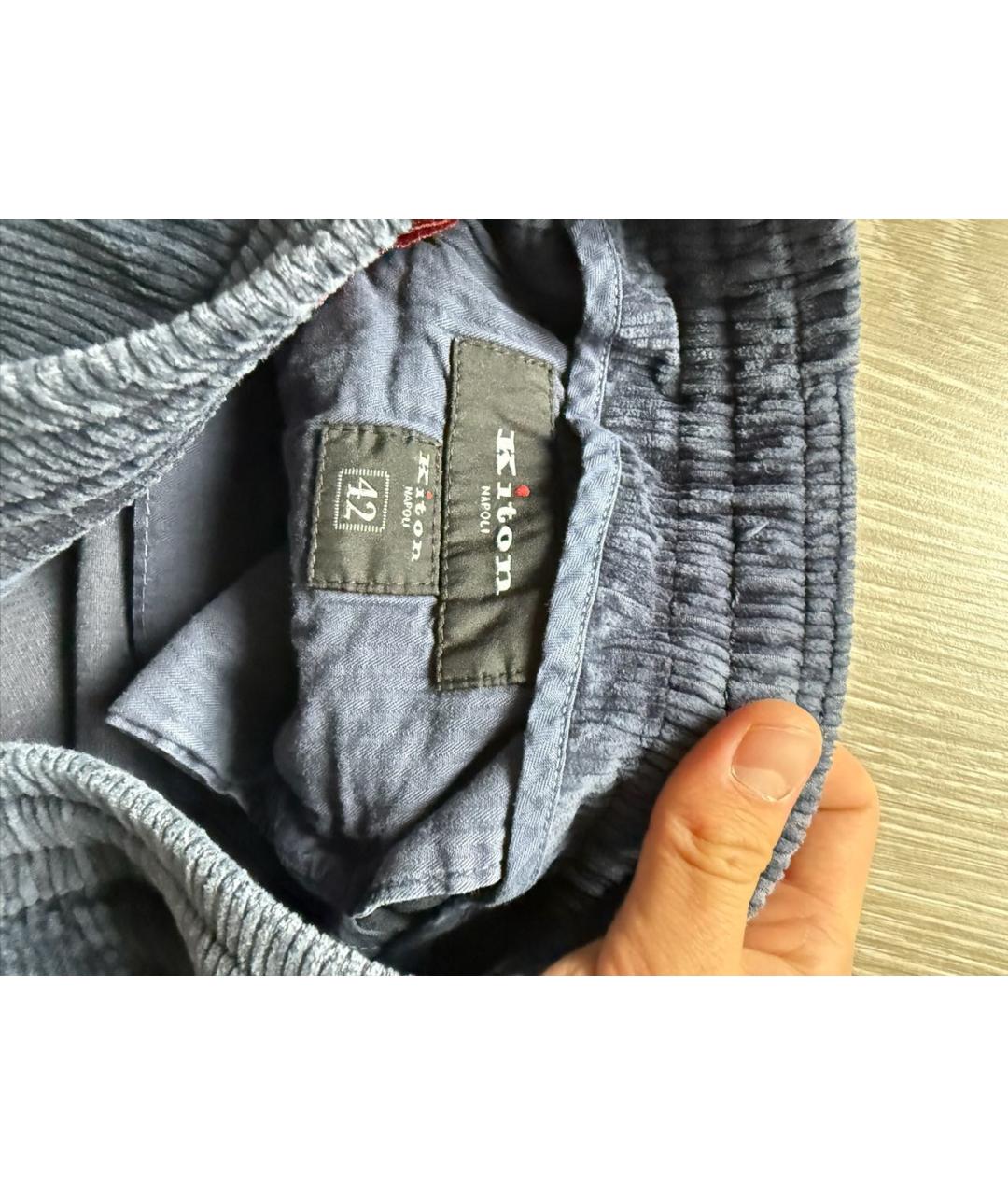 KITON Темно-синие хлопковые повседневные брюки, фото 6