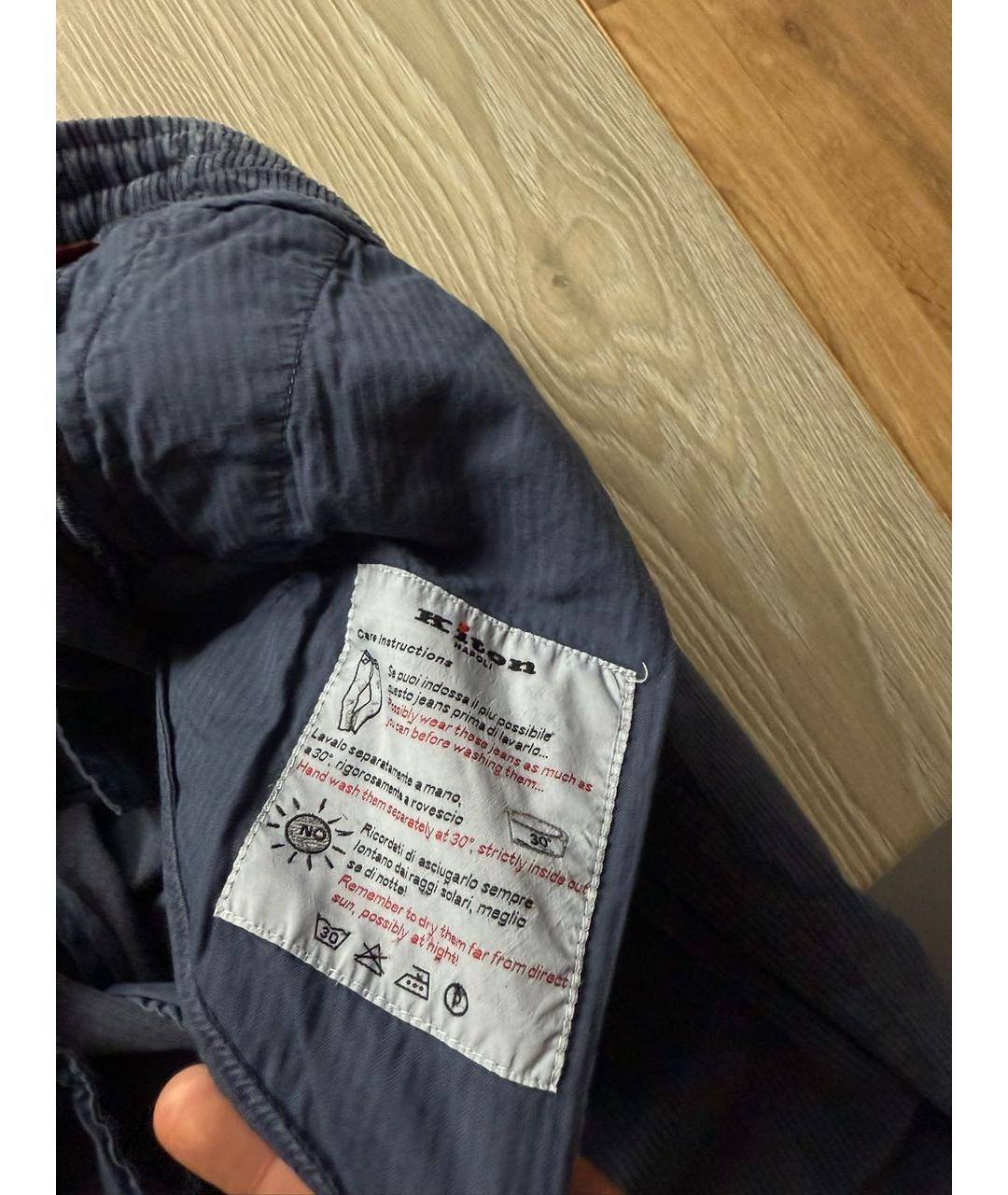 KITON Темно-синие хлопковые повседневные брюки, фото 8